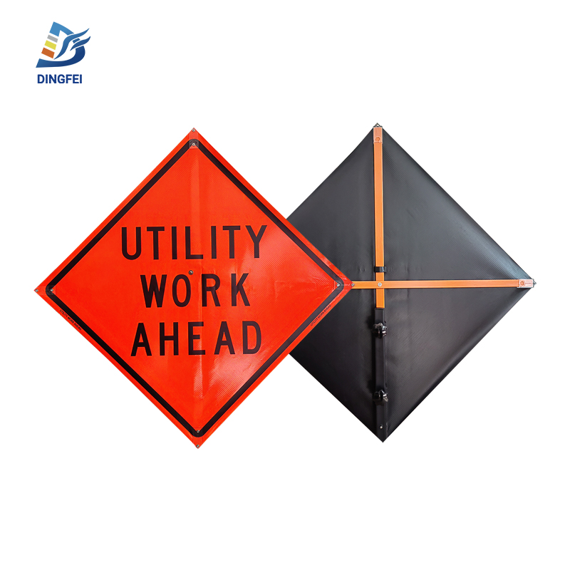 Utility Work Ahead Non Reflective Roll Up Traffic Sign - 